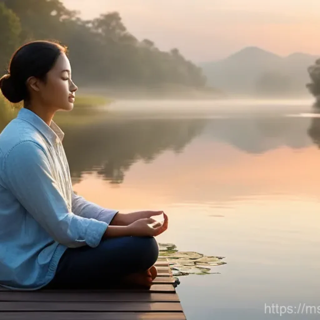 내면 대화의 긍정적인 영향 - **Prompt 1: Serene Reflection and Mental Clarity**
"A young adult, gender-neutral, sitting peace...