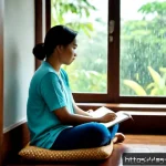 Home 23 내면 대화 관찰 기법의 실천 사례 - Photorealistic morning scene in a modern Kuala Lumpur apartment, a Malay woman in modest casual clot...