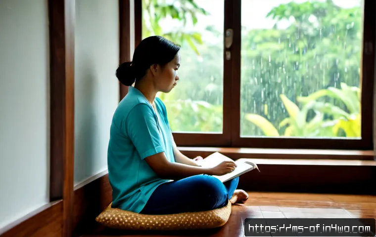 내면 대화 관찰 기법의 실천 사례 - Photorealistic morning scene in a modern Kuala Lumpur apartment, a Malay woman in modest casual clot...