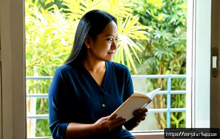 Home 17 내면 대화 기법으로 얻는 심리적 안정 - Photorealistic Malay woman in her early 40s sitting calmly by a sunlit apartment window in Kuala Lum...