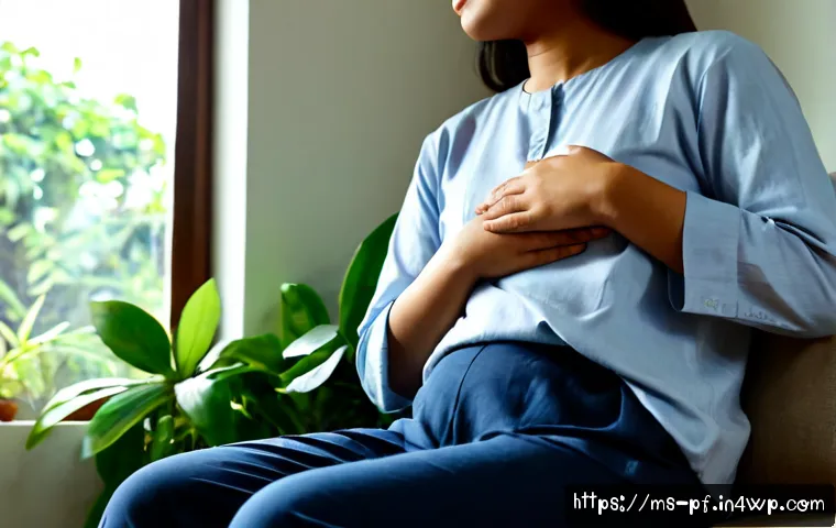 Home 15 내면 대화 관찰과 생리적 반응 - Photorealistic Malaysian Malay woman in modest casual home clothing seated beside a sunlit window, c...